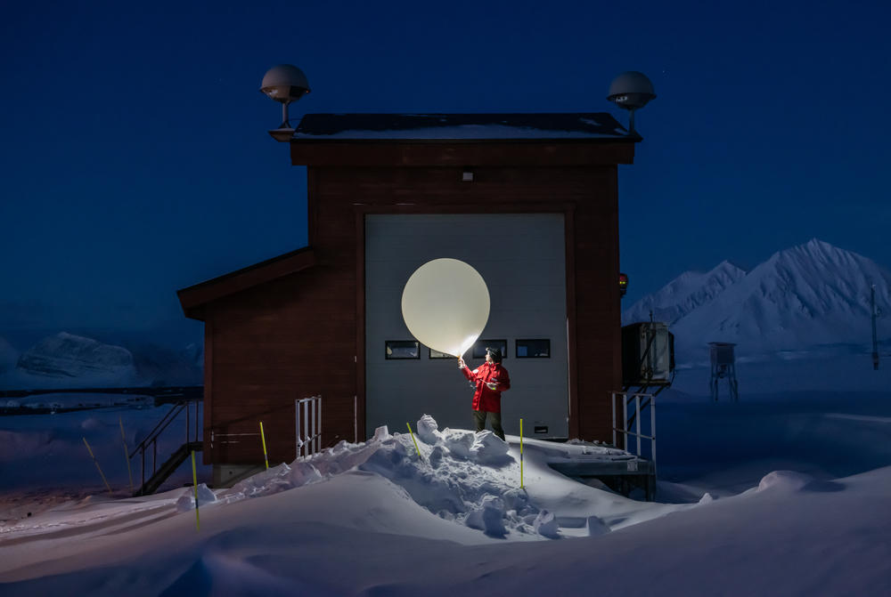 Sandra Graßl, an observatory engineer at the AWIPEV Atmospheric Observatory in Ny-Ålesund, Svalbard, poses for a portrait on March 26, 2021.