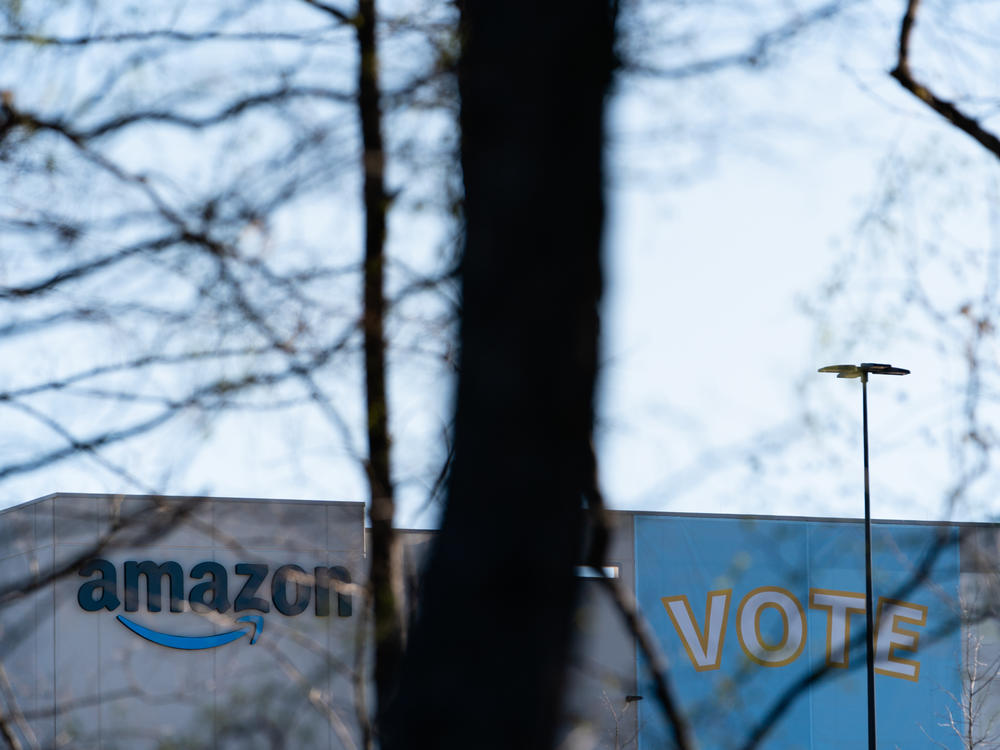 The Amazon fulfillment warehouse at the center of a unionization drive in Bessemer, Alabama. A second union election at the warehouse has concluded, with no winner yet declared.