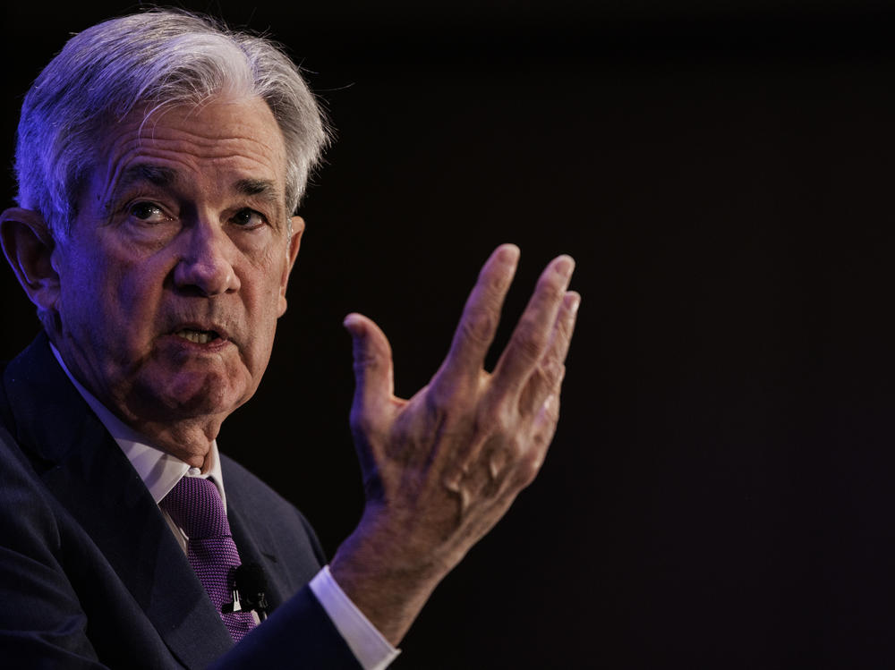 Federal Reserve Chair Jerome Powell speaks during a luncheon at the 2022 NABE Economic Policy Conference at the Ritz-Carlton in Washington, D.C., on March 21