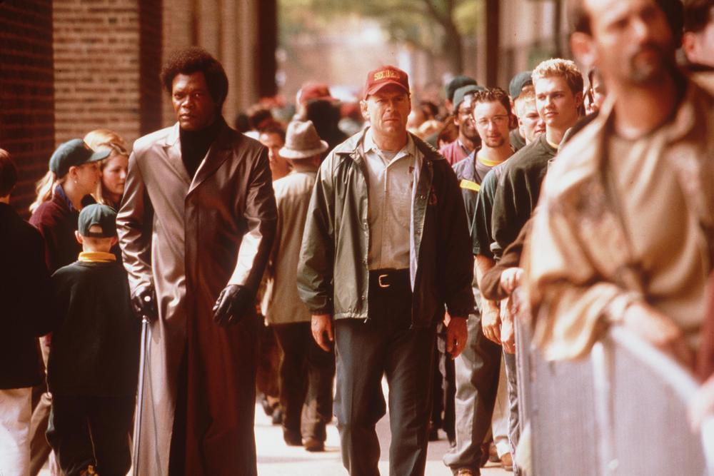 Samuel L. Jackson and Bruce Willis in the film, <em>Unbreakable</em>.