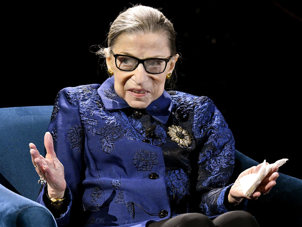 Justice Ruth Bader Ginsburg speaks onstage at the Fourth Annual Berggruen Prize Gala celebrating 2019 Laureate Supreme Court Justice Ruth Bader Ginsburg in New York City. The U.S. Navy announced that a future ship will be named in her honor.