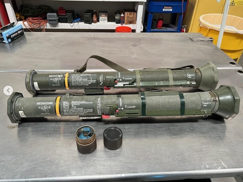 Authorities found two rocket launchers and a practice grenade at a house in Temecula, Calif., on Tuesday.