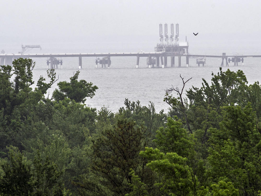A 2014 photo of the offshore loading platform of Dominion Energy's Cove Point LNG Terminal, which exports liquefied natural gas.