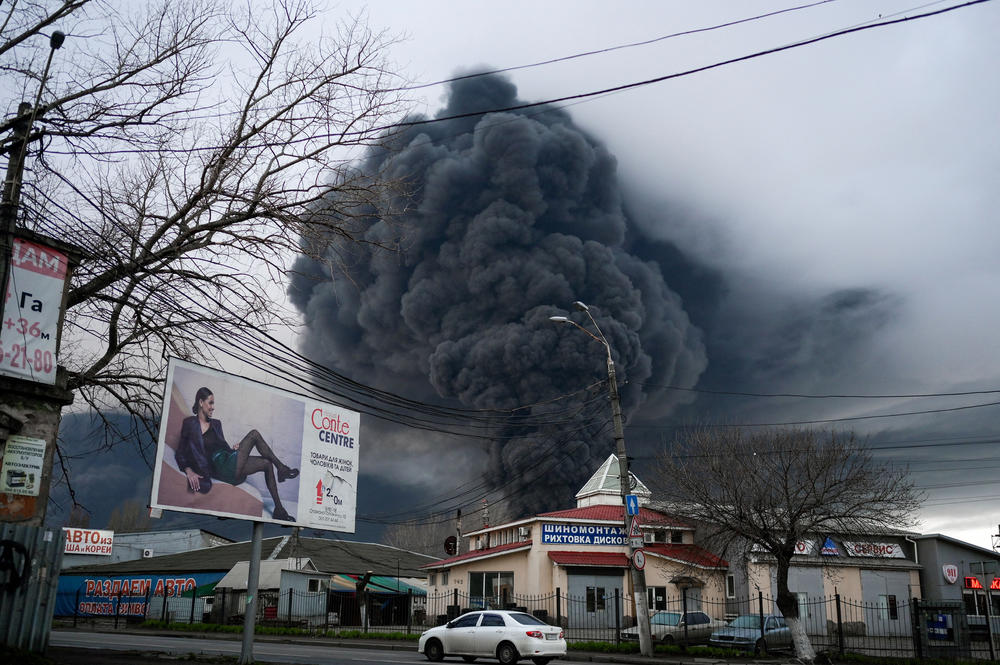 <strong>April 3:</strong> Smoke rises after an attack by Russian army in Odessa. Air strikes rocked the strategic Black Sea port early Sunday morning, according to an interior ministry official, after Kyiv had warned that Russia was trying to consolidate its troops in the south.