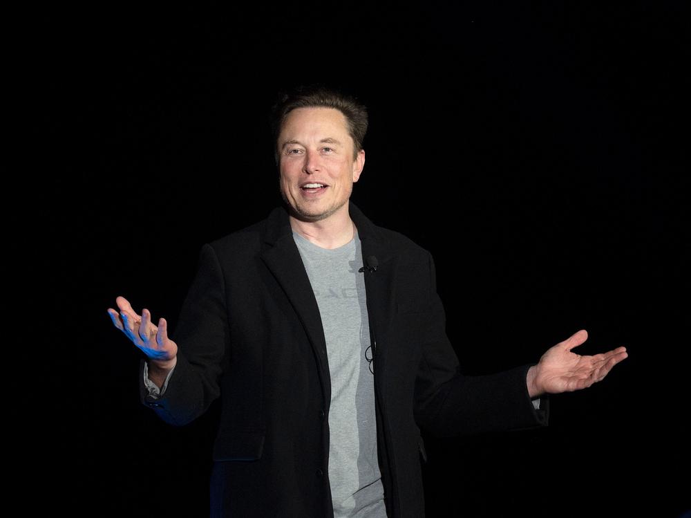 Elon Musk speaks during a news conference at SpaceX's Starbase facility near Boca Chica Village in South Texas on Feb. 10.
