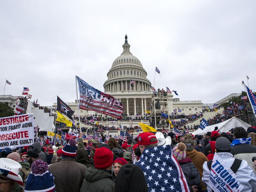 Rioters loyal to former President Donald Trump rally at the U.S. Capitol in Washington on Jan. 6, 2021.