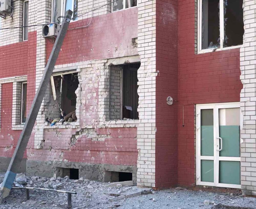 City Hospital No. 2 was heavily damaged from Russian shelling on March 16. The explosion blew out the windows of the Emergency Department, seen here, and caused doors to fly down hallways.