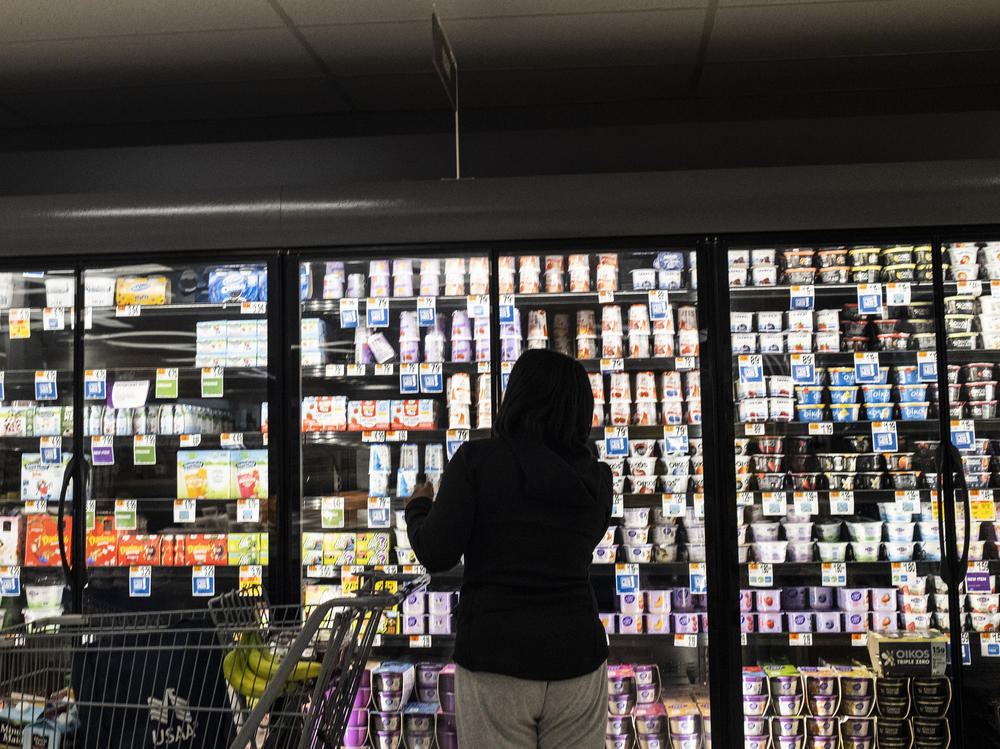 People shop for groceries at a Giant Food supermarket in North Bethesda, Md. Consumers across the country are finding higher prices on the shelves.
