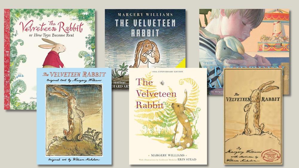 Various covers of reissues of <em>The Velveteen Rabbit.</em>