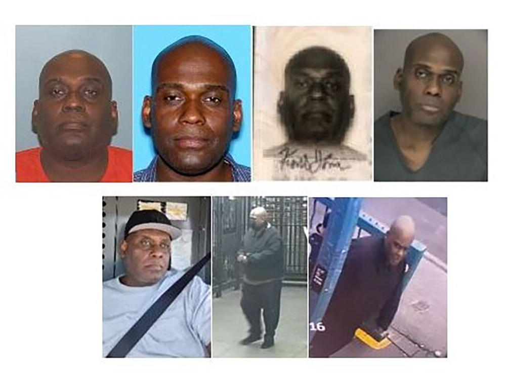 This image provided by the New York City Police Department shows a Crime Stoppers bulletin displaying photos of Frank R. James. Police linked a key found at the scene to a U-Haul van apparently rented by James.