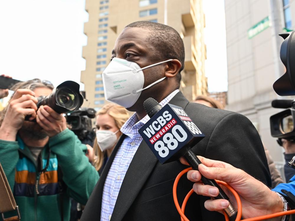 New York Lt. Gov. Brian Benjamin leaves the U.S. District Courthouse on Tuesday in New York City.