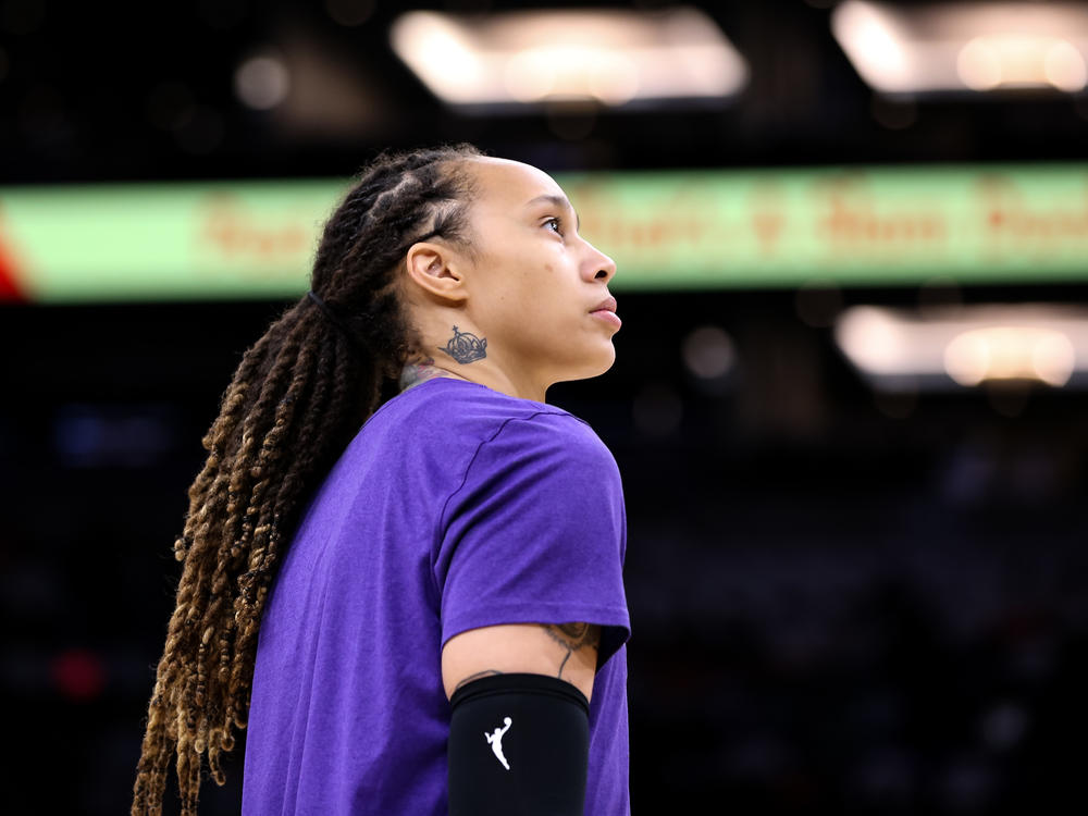 Brittney Griner of the Phoenix Mercury appears during pregame warmups at Footprint Center in Phoenix last fall.