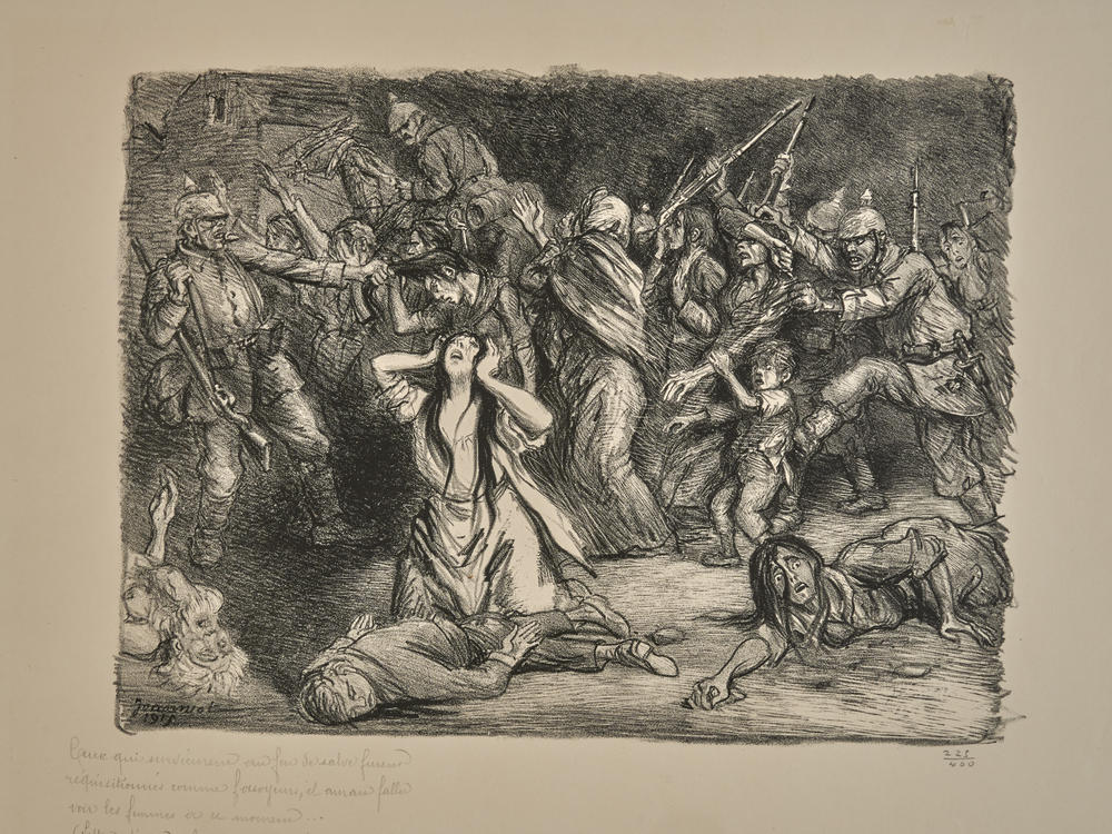 Pierre-Georges Jeanniot (French, 1848â1934), <em>The Survivors of a Massacre Used as Gravediggers</em>, 1915. Lithograph on wove paper, image: 8 9/16 x 11 7/16 in. sheet: 13 1/4 x 19 1/8 in.
