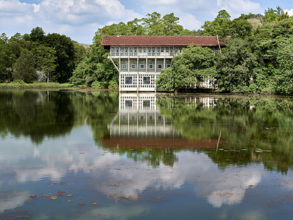 The RCeylon Steel Corporation Office Building located in Oruwala, Sri Lanka, and built from 1966 to 1969. The architect was Geoffrey Bawa of Sri Lanka, part of a cadre of South Asians who came to prominence during this period. Bawa's architecture was part of a style known as 