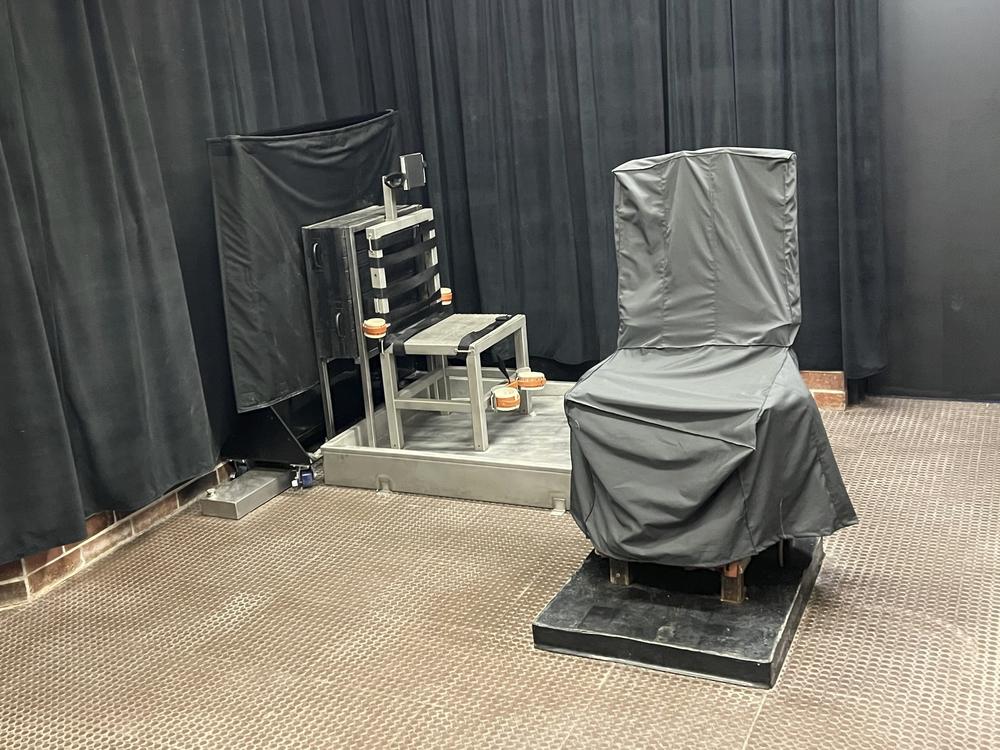 The state's death chamber in Columbia, S.C., includes the electric chair (right) and a firing squad chair (left).