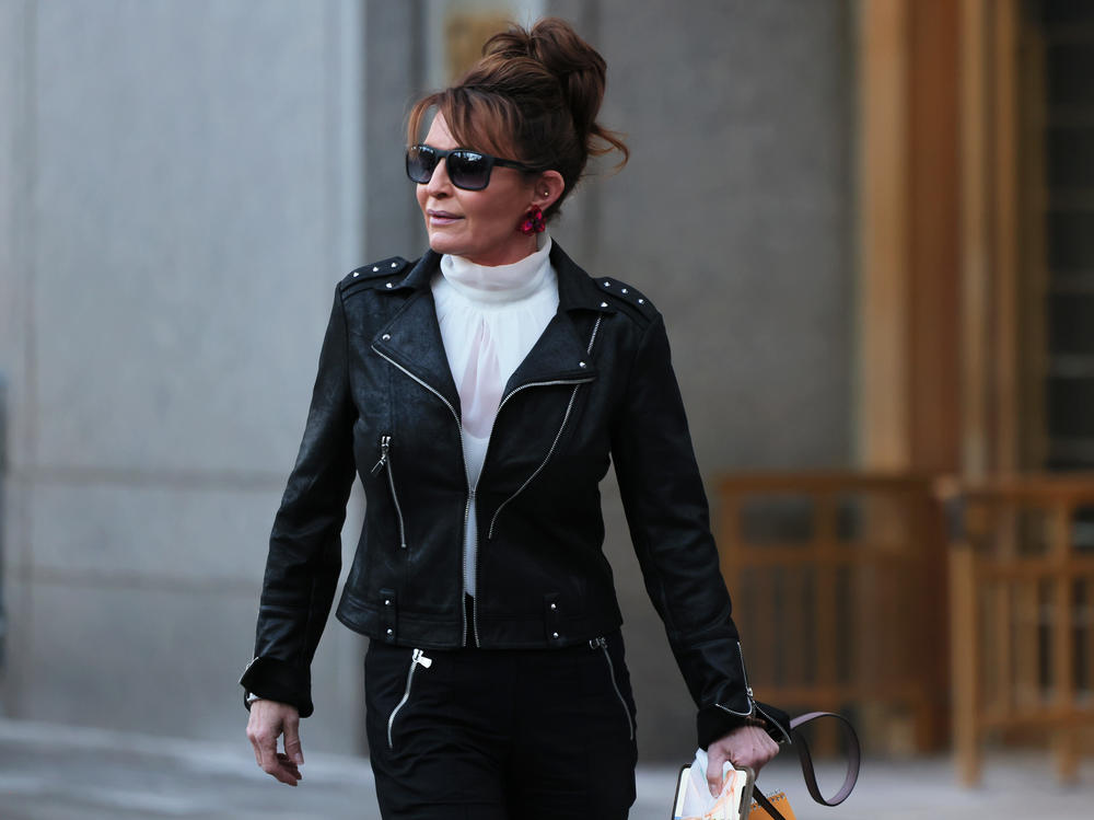 Former Alaska Governor Sarah Palin seen in New York on Feb. 14, 2022. Palin is seeking a political comeback in Alaska, running in a special election for the state's lone House seat.