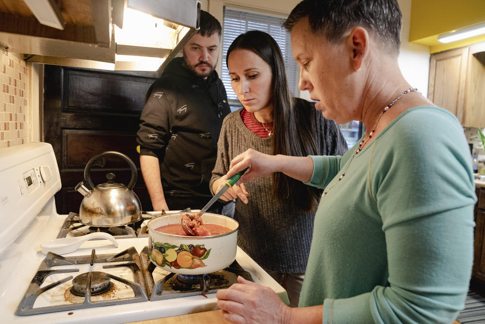 Host Susan Thompson-Gaines received a pot of borscht, a sour soup common in Ukraine, from a Ukrainian neighbor.