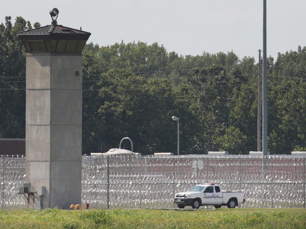 A truck is used to patrol the grounds of the Federal Correctional Complex Terre Haute on July 25, 2019 in Terre Haute, Indiana.