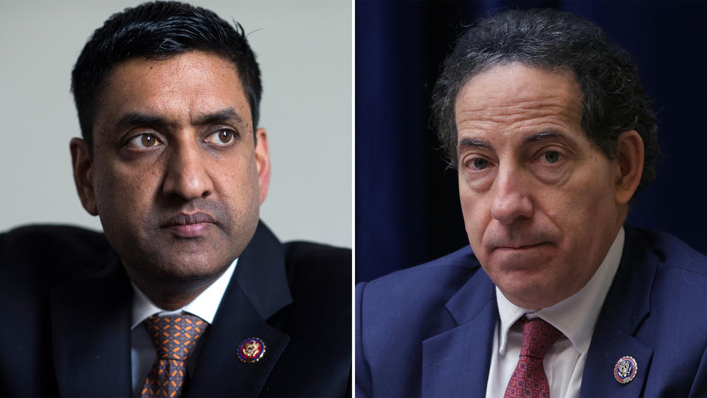Democratic Reps. Ro Khanna of California, left, and Jamie Raskin of Maryland.