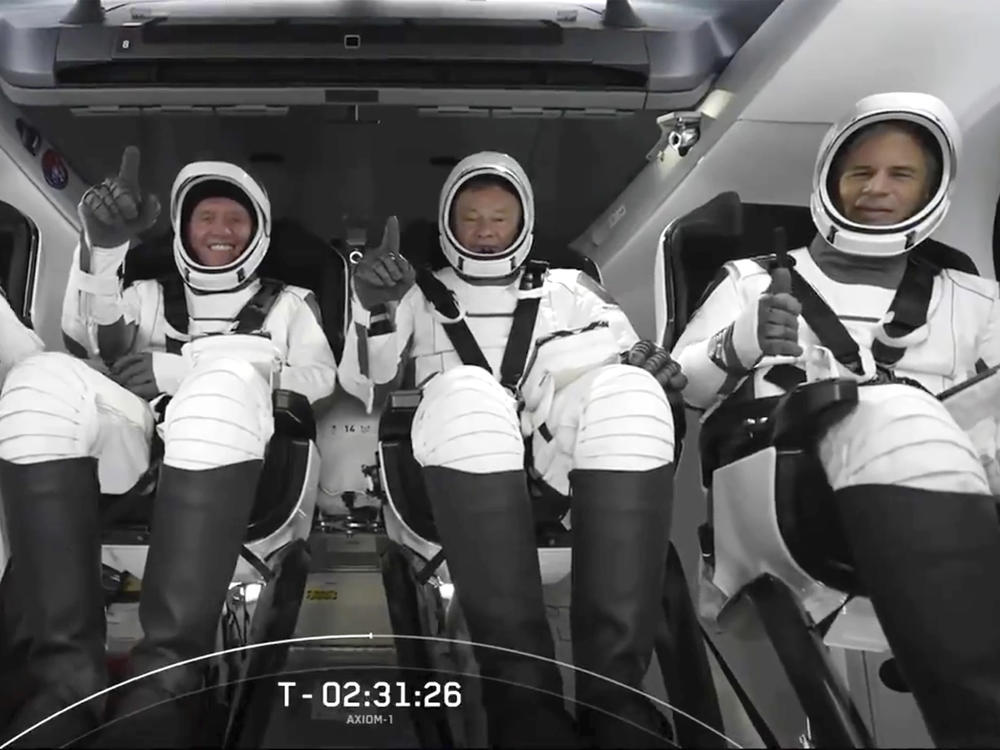 The SpaceX crew seated in the Dragon spacecraft earlier this month in Cape Canaveral, Fla.