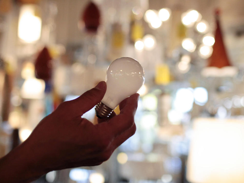 An incandescent light bulb is seen at Royal Lighting in Los Angeles, on Jan. 21, 2011. The Biden administration is scrapping old-fashioned incandescent light bulbs, speeding an ongoing trend toward more efficient lighting.