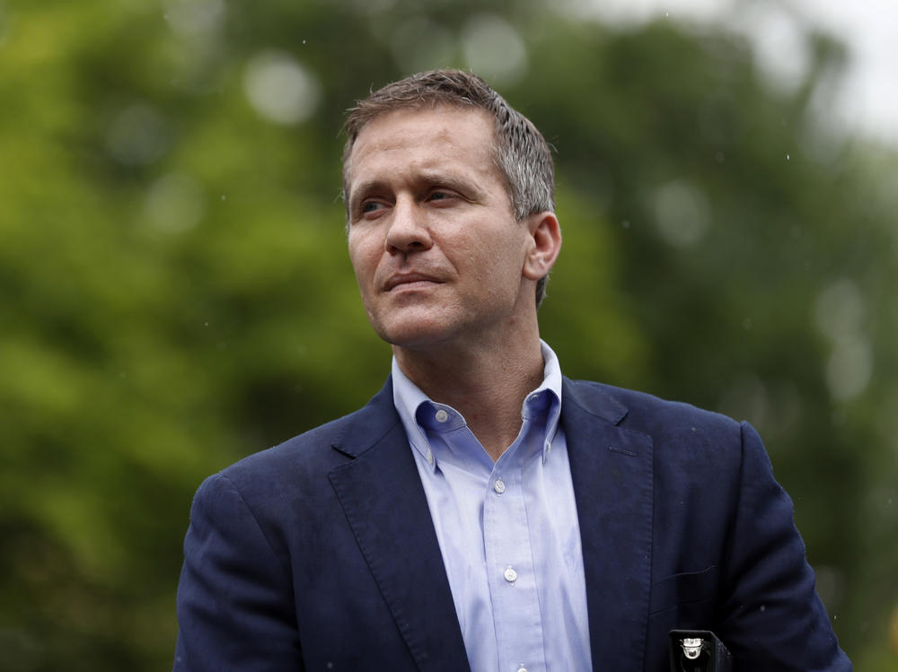 Then-Missouri Gov. Eric Greitens is seen on May 17, 2018. The scandal-plagued Republican is now seeking the GOP nomination for the state's upcoming U.S. Senate primary.