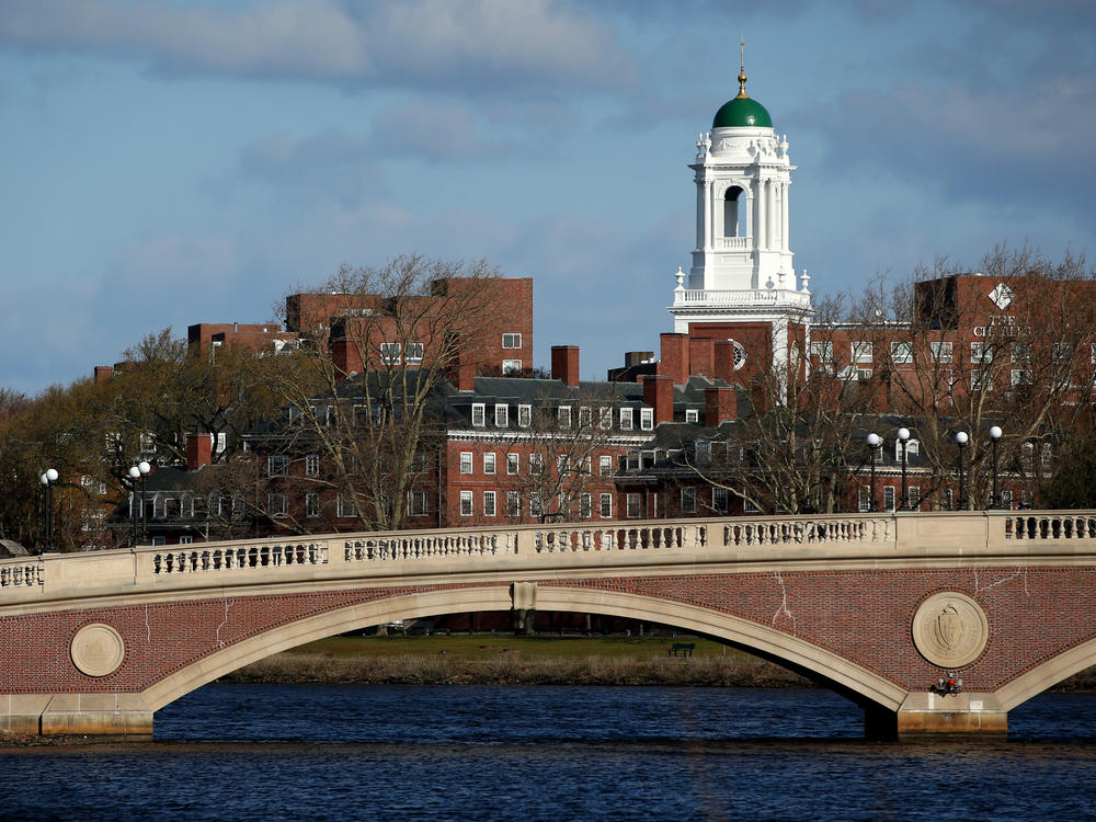 A general view of Harvard University campus is seen on April 22, 2020 in Cambridge, Massachusetts.
