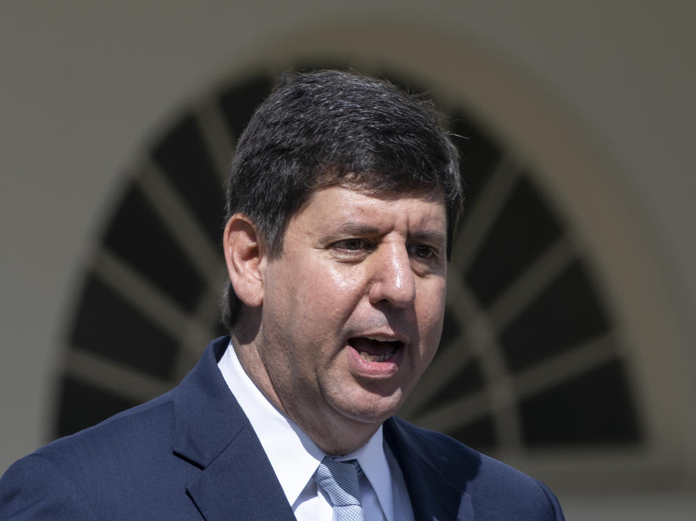 President Biden's nominee to lead the Bureau of Alcohol, Tobacco, Firearms and Explosives (ATF), Steve Dettelbach, speaks during an event about gun violence on April 11 at the White House.
