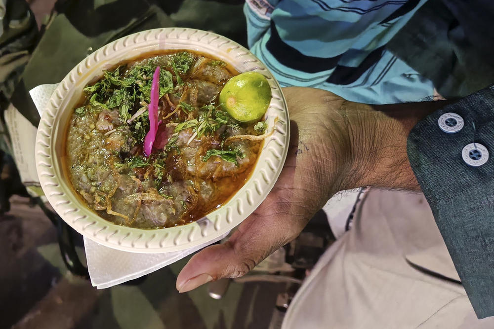 A meaty lentil stew, haleem has become a cherished Ramadan tradition in Hyderabad, and not just for Muslims. It's served with a dash of ghee, a garnish of coriander, some crispy fried onions and a piece of lemon.