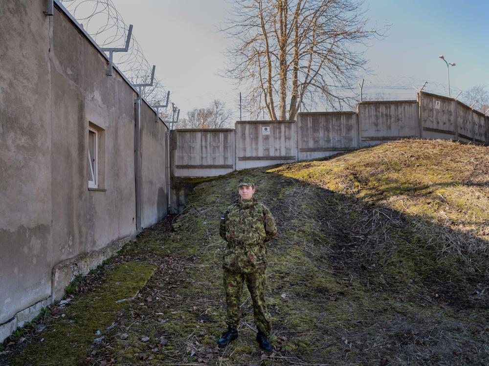 Siim Marvek, cyber conscript at CR14 Cyber Range. His uniform is made from pixels of photos of Estonian wilderness.