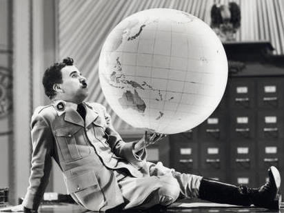 Charlie Chaplin in <em>The Great Dictator. </em>