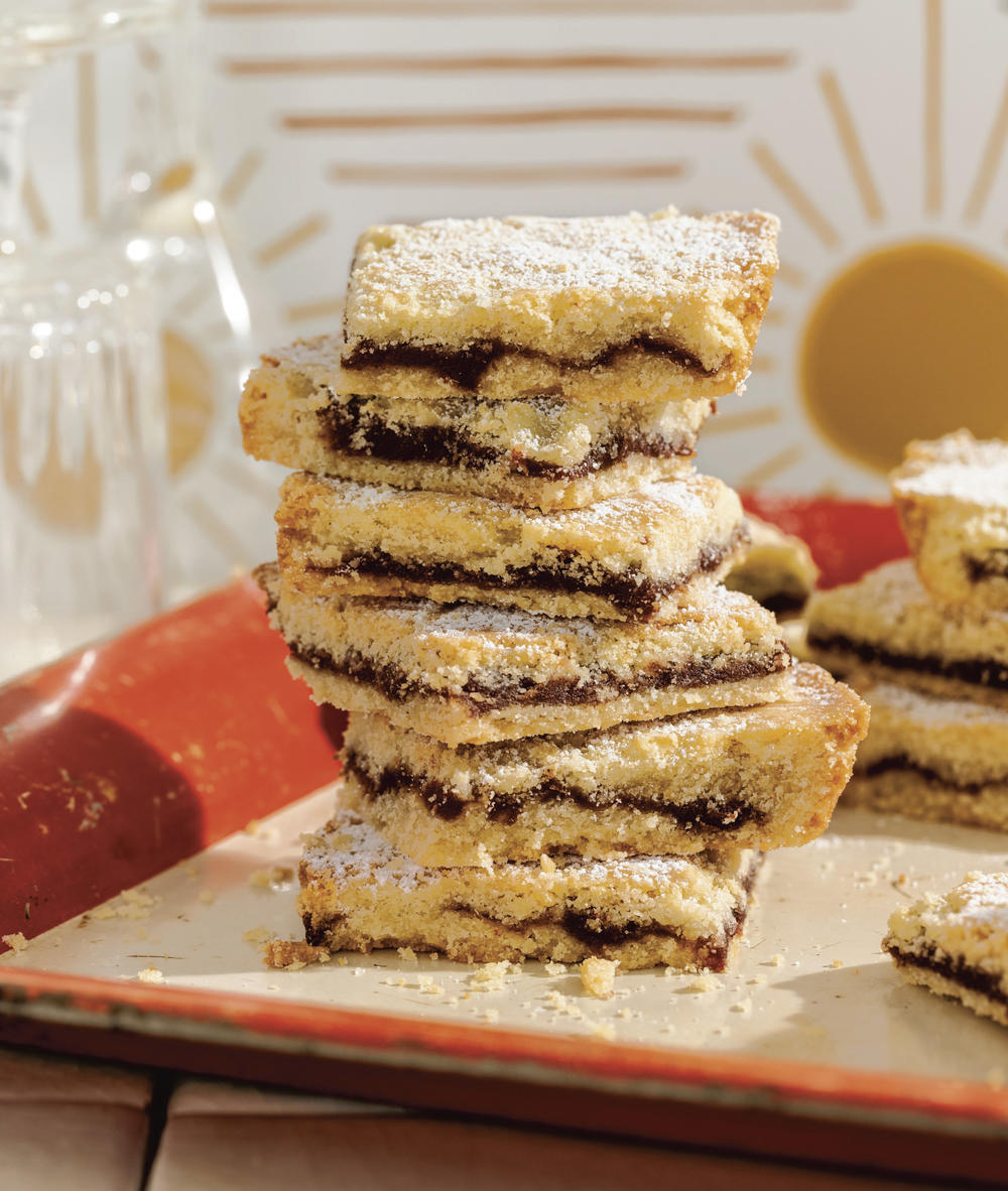 These orange and espresso date cookie bars are Assil's take on the ma'amoul med her mother made while she was growing up. Assil says she added her own spin on the recipe with these California flavors.