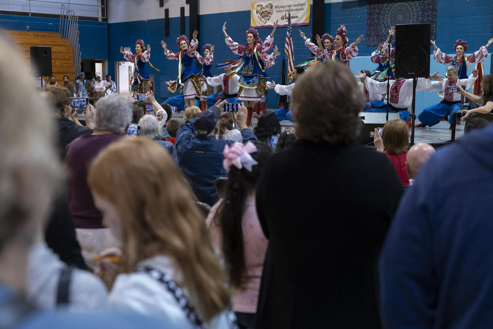 The Voloshky Ukrainian dance ensemble performs their final dance number at the International Spring Festival.