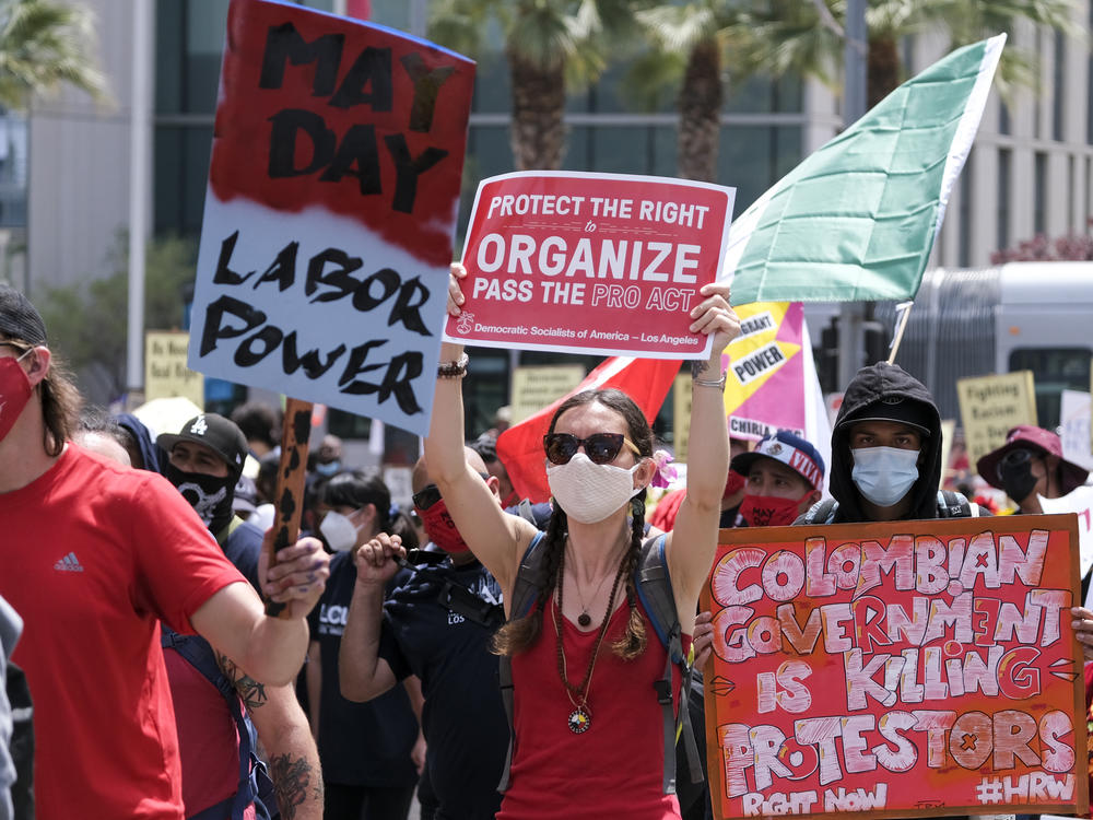 May Day demonstrators march through downtown Los Angeles last year. Thousands of people took to the streets across the nation that May 1 in rallies calling for immigration reform, workers' rights and police accountability.