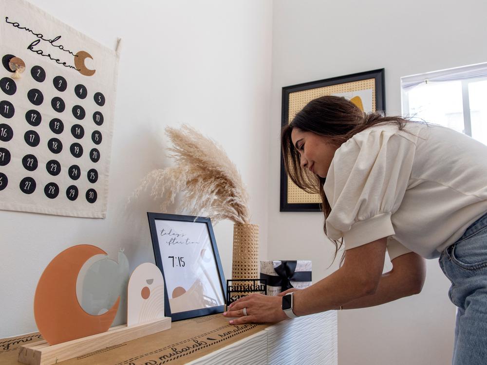 Lebanese-American designer and owner of ModernEID Jomana Siddiqui organizes her Ramadan and EID decor and gifts. there has been a rise in companies like hers that make Eid al-Fitr, which marks the end of Ramadan, a more commercialized holiday.