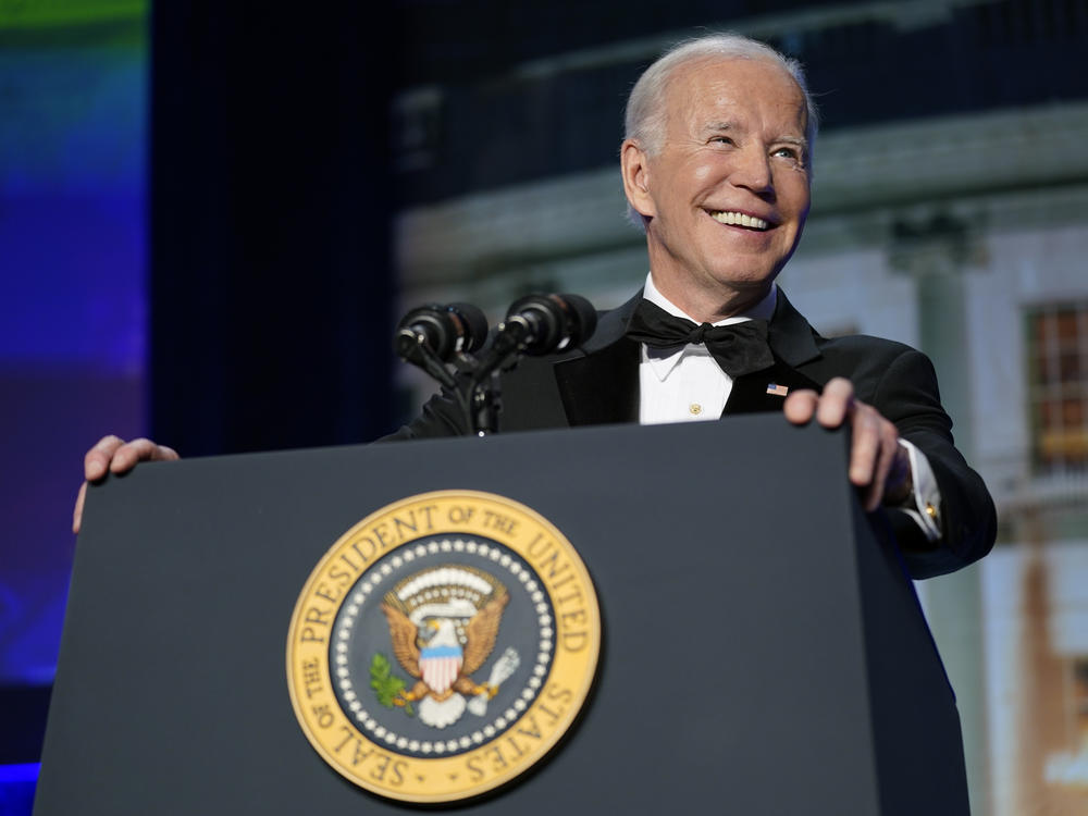 President Joe Biden speaks at the annual White House Correspondents' Association dinner, Saturday, April 30, 2022, in Washington.