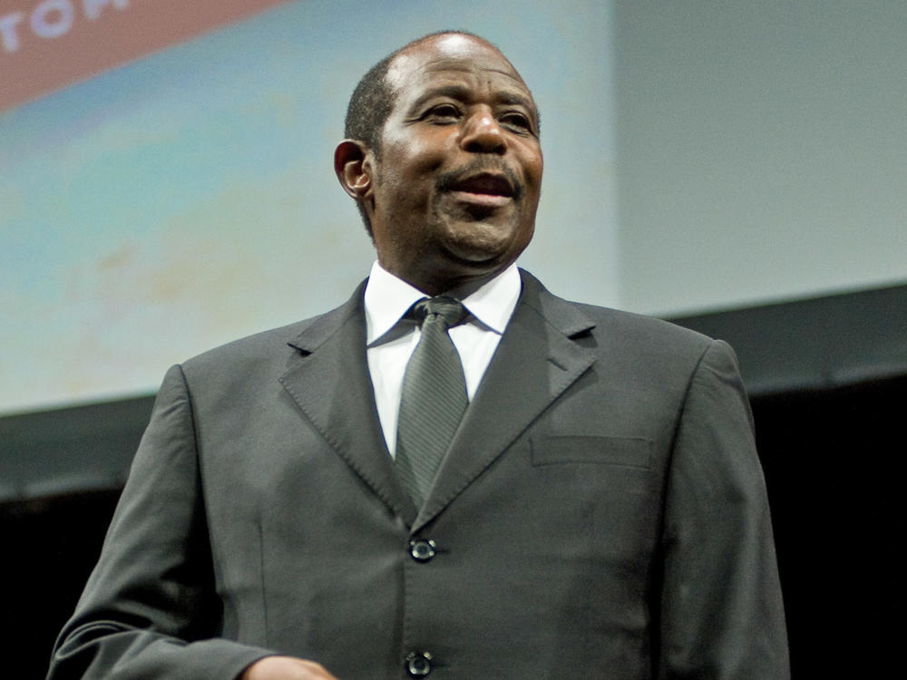 Paul Rusesabagina, pictured in 2012, was sentenced to 25 years in prison on terrorism charges last September in Rwanda. His family is suing Rwanda for $400 million for kidnapping, torture and unlawful imprisonment.