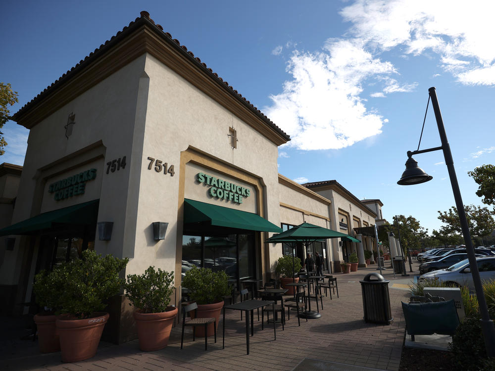 A view of a Starbucks store on October 29, 2021 in Novato, California.