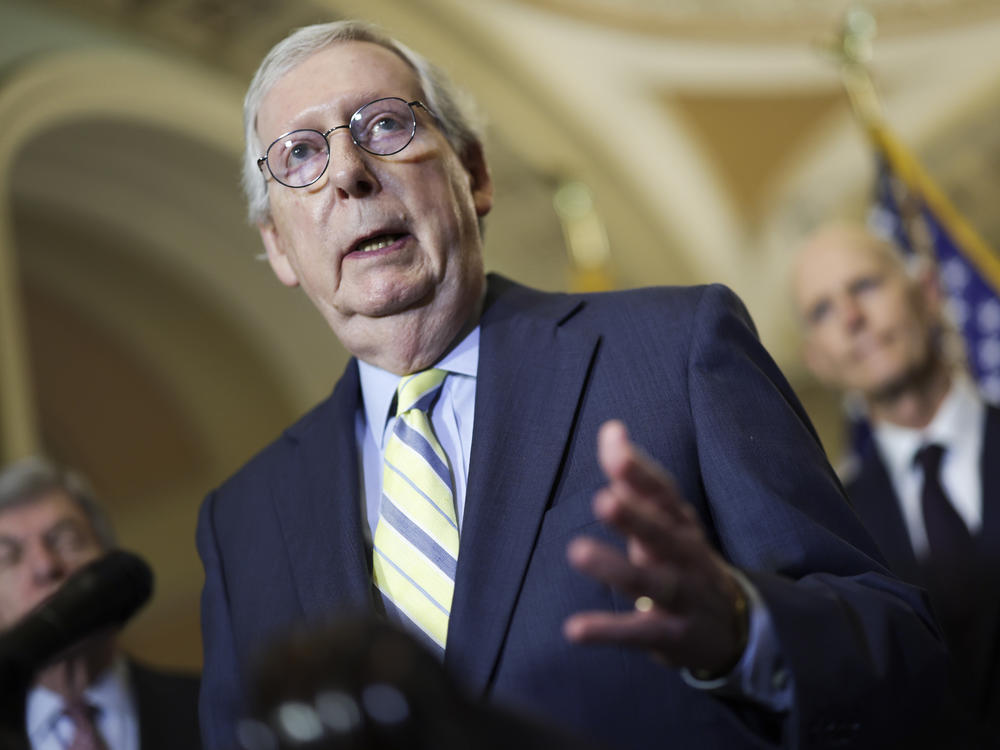 Senate Minority Leader Mitch McConnell, R-Ky., called the leak of the draft Supreme Court decision overturning <em>Roe v. Wade</em> lawless and declined to answer questions about the impact of the draft ruling.