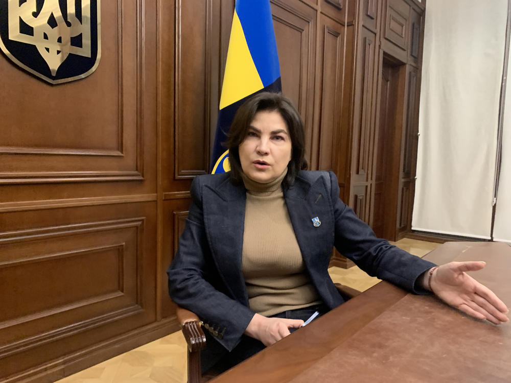 Ukraine's Prosecutor General Iryna Venediktova discusses her investigations into Russian war crimes from her office in Kyiv last month. She says she is determined to hold Russian President Vladimir Putin accountable.