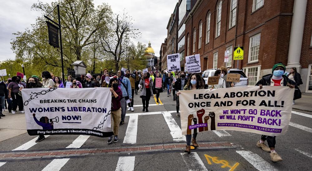 <strong>BOSTON</strong>: Protesters begin marching down Park Street during the Defend Abortion Rights rally at the Massachusetts State House.