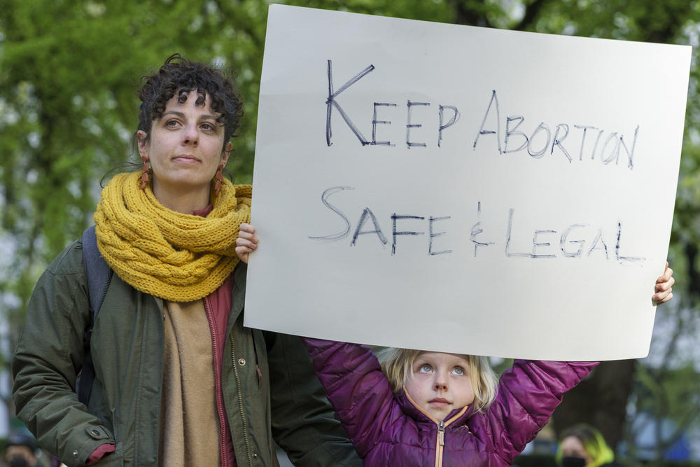 <strong>Portland</strong>: Danielle LaSusa, left, and her daughter Kaia, 6, at a rally in support of abortion rights. 