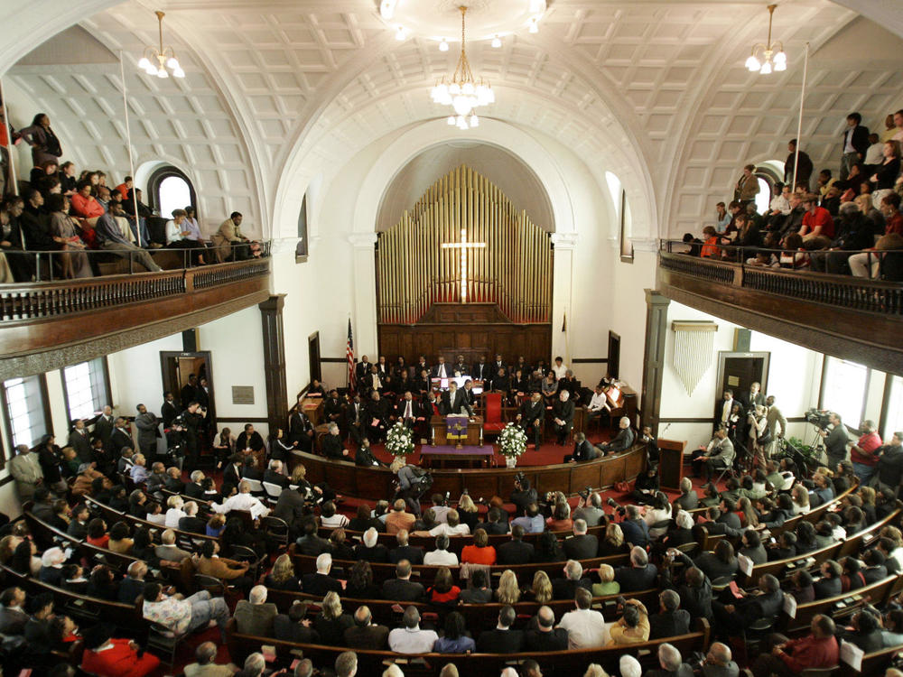 Then-Democratic presidential candidate Sen. Barack Obama, D-Ill., speaks at Brown Chapel AME Church in Selma, Ala., on March 4, 2007. The church tops the 2022 list of the nation's most endangered historic places, according to the National Trust for Historic Preservation.