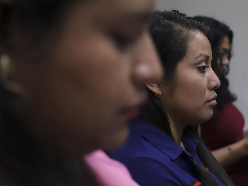 Evelyn Beatriz Hernandez sits in court during her second trial, after her 30-year sentence for murder was overturned in February, in Ciudad Delgado on the outskirts of San Salvador, El Salvador, July 15, 2019.