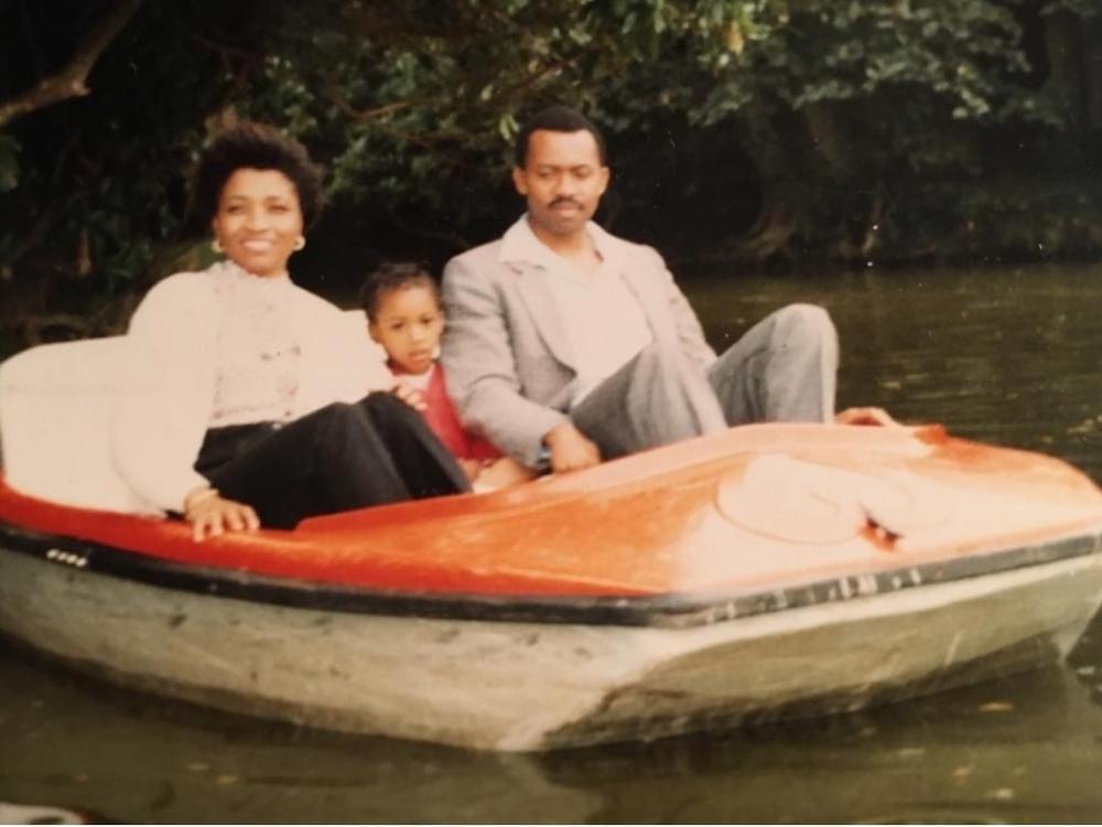 Asher, shown here with her mother and father, says the worst day in her family's life was the day they heard her father had been in a fatal car crash.