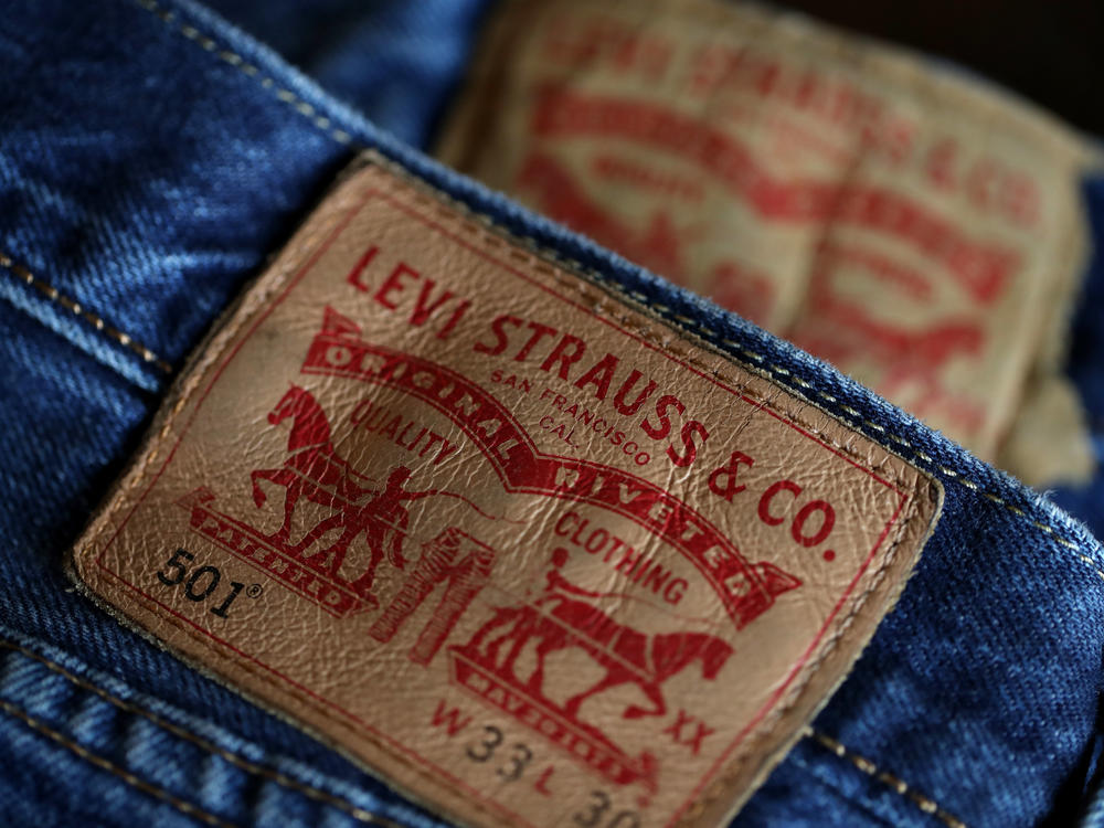 The Levi's logo appears on a pair of the company's 501 jeans in a file photo taken in 2019.