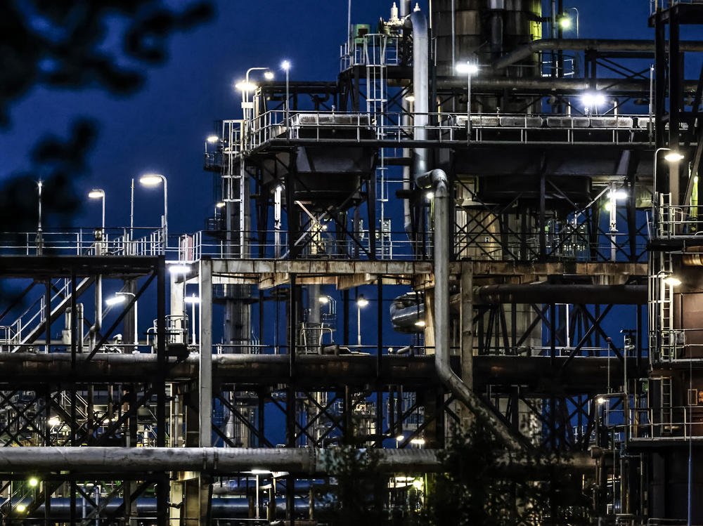 The PCK oil refinery, which is majority-owned by Russian energy company Rosneft and processes oil coming from Russia via the Druzhba pipeline, in Schwedt, Germany.