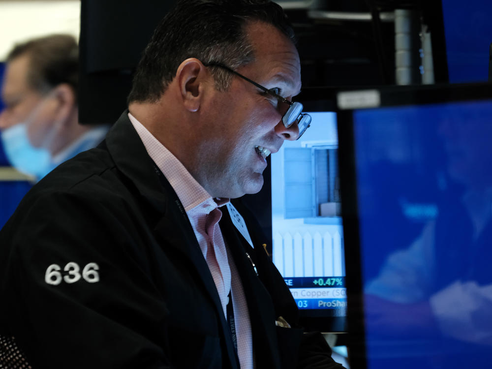 A trader working on the floor of the New York Stock Exchange (NYSE) in New York City on May 2. Stocks surged on Wednesday after the Fed's policy meeting.