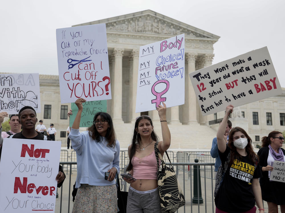 Abortion-rights supporters demonstrate in front of the Supreme Court on Wednesday in Washington, D.C.