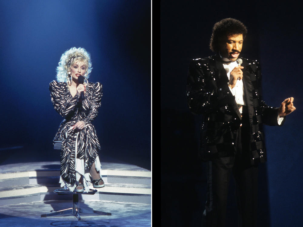 Pat Benatar in Paris on January 12th, 1983. Dolly Parton on 'Dolly,' in 1987. Lionel Richie at the American Music Awards, 1985.